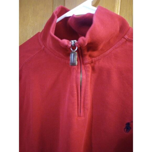Vtg Polo Ralph Lauren men's 1/4 Zip Sweater Set sz 2XL Red & Brown Mock Neck - Picture 3 of 13
